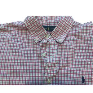 Polo Ralph Lauren RN 41381 Button Down Dress Shirt Size L Mens Pink Plaid EUC